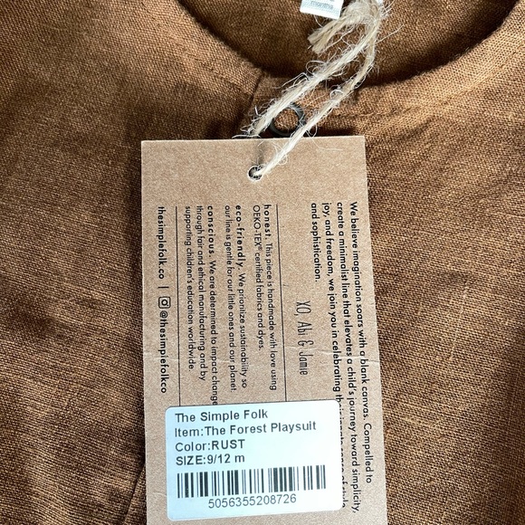 The Simple Folk The Forest Playsuit in Rust 9-12 months - Picture 5 of 6